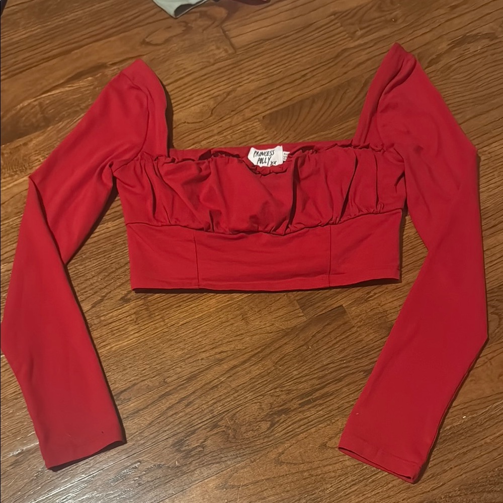 Princess Polly Red Long Sleeve Crop Top